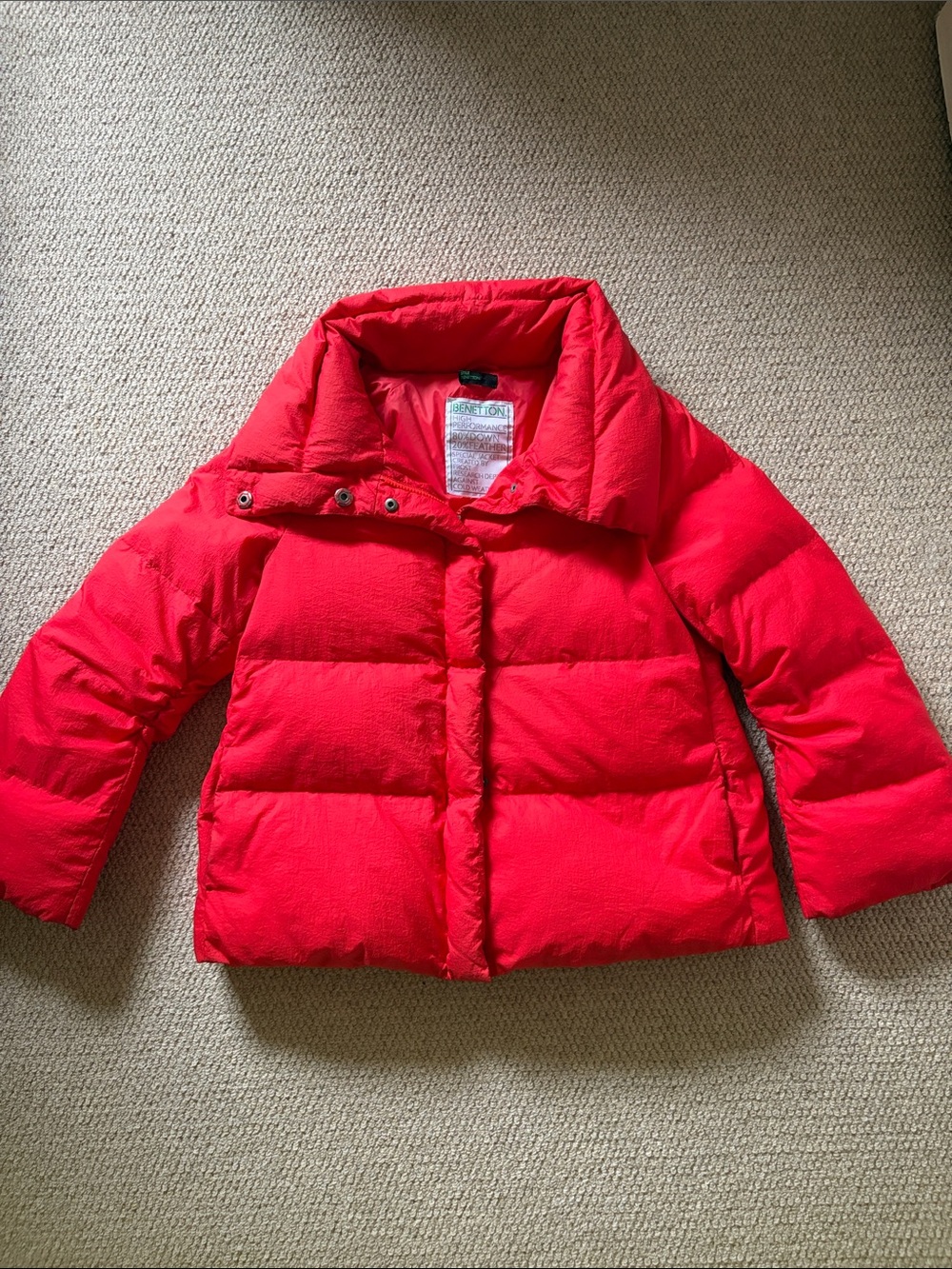 United Colors Of Benetton Bright Red Down Puffer Jacket